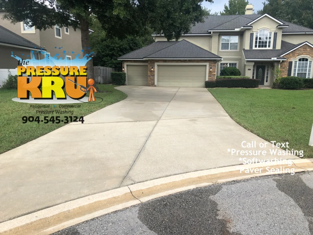 Clean driveway under tree in St. Johns, FL