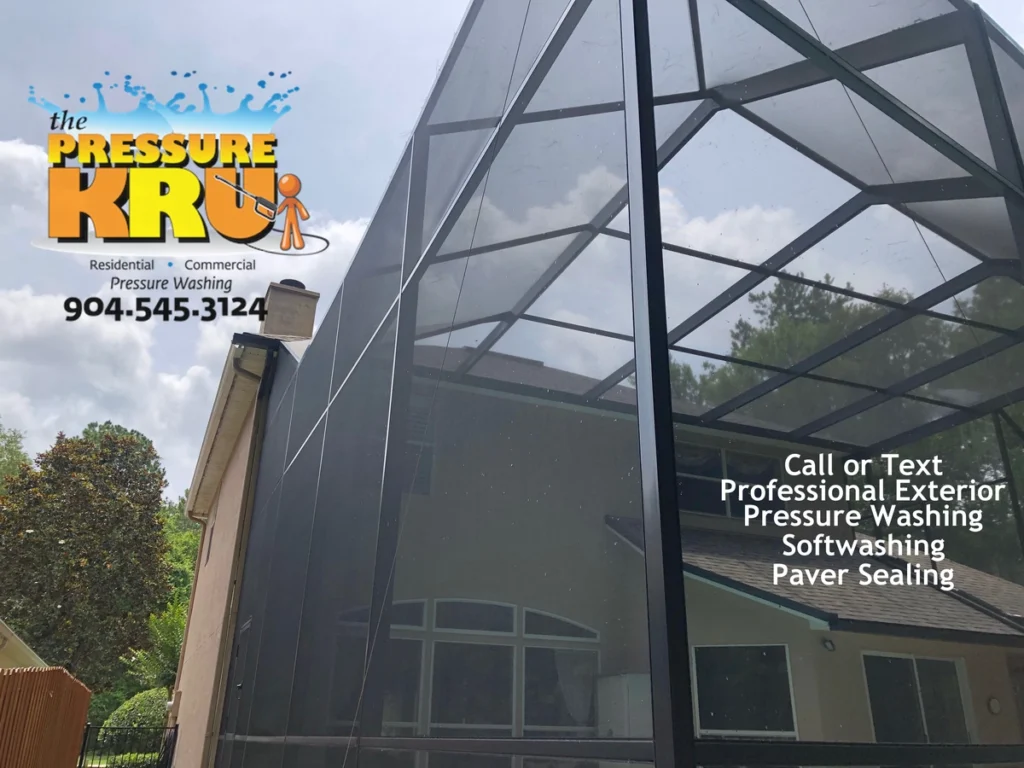 Pool enclosure cleaning St Johns FL after picture