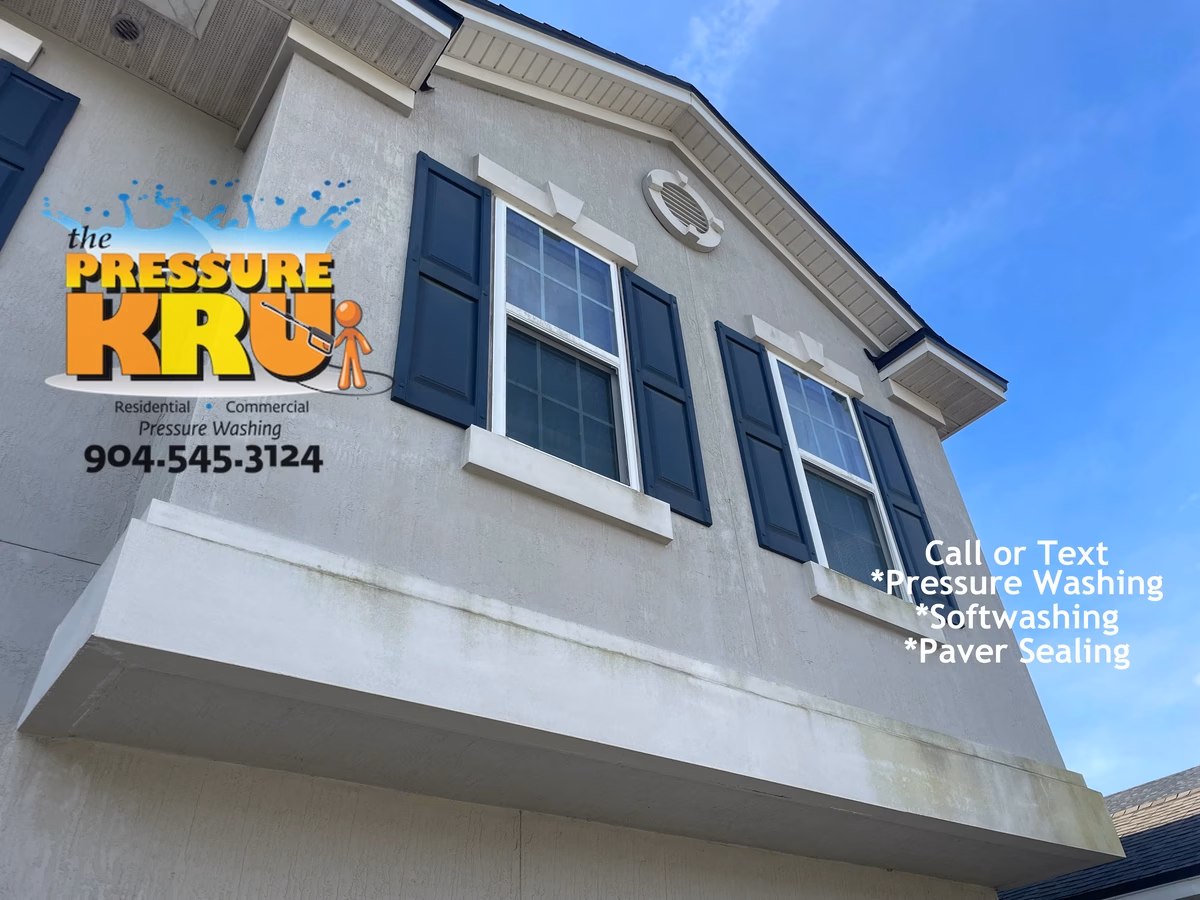 Before Mold and Algae removal from a stucco homes exterior in Oakridge Landing