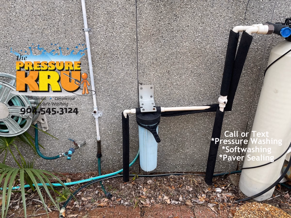 Residential coquina cleaning in Julington Creek Plantation Estates Preserve after restoring curb appeal