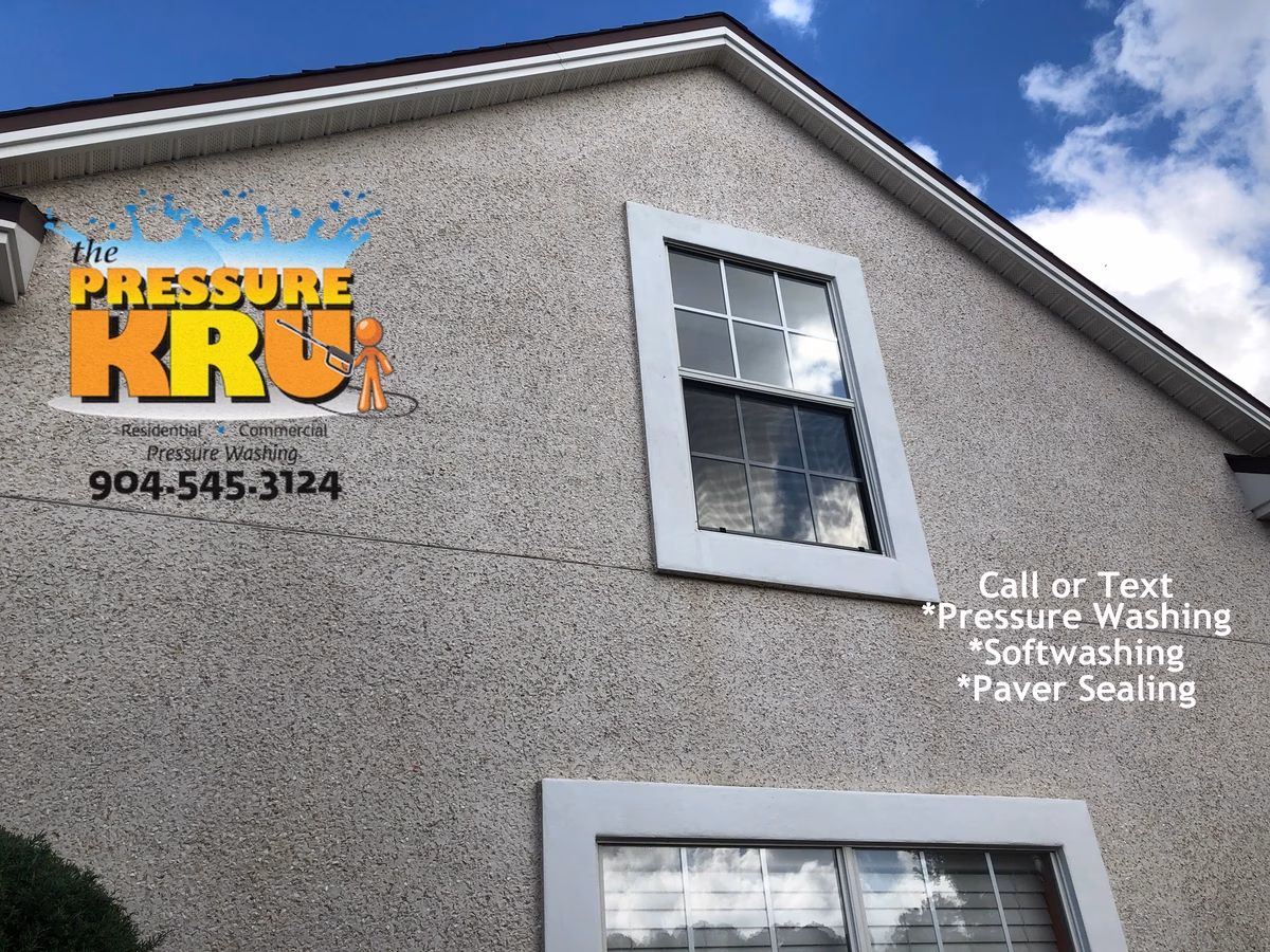 Coquina exterior cleaning in Julington Creek Plantation Estates after professional soft washing