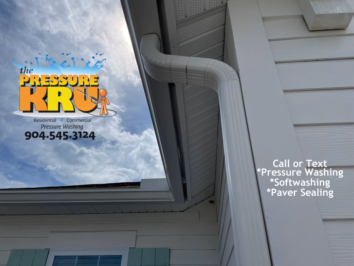 Soft washing home exterior in Rivertown neighborhood safely removing mold.