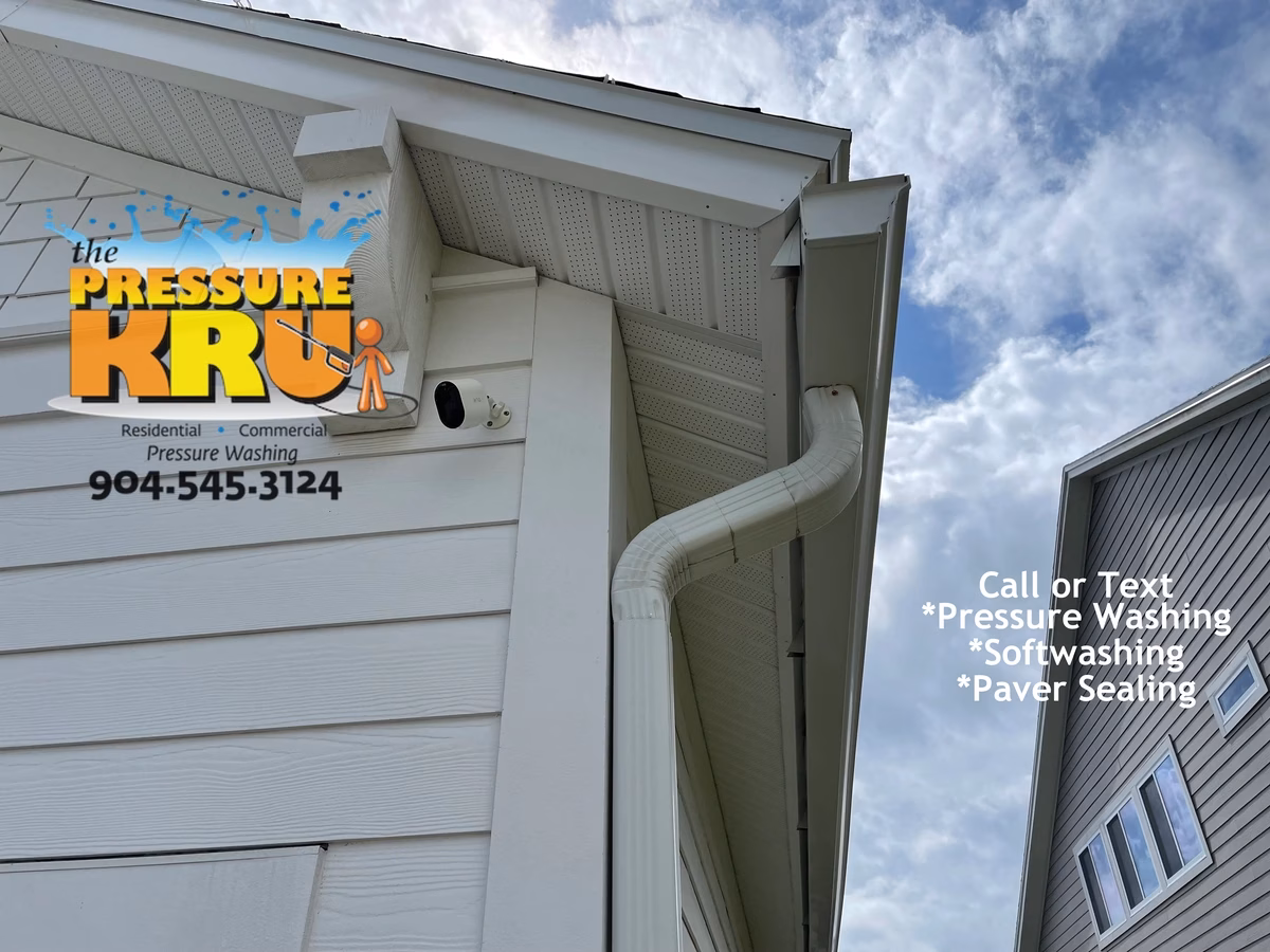 Professional House washing removes algae from siding in Rivertown Neighborhood.