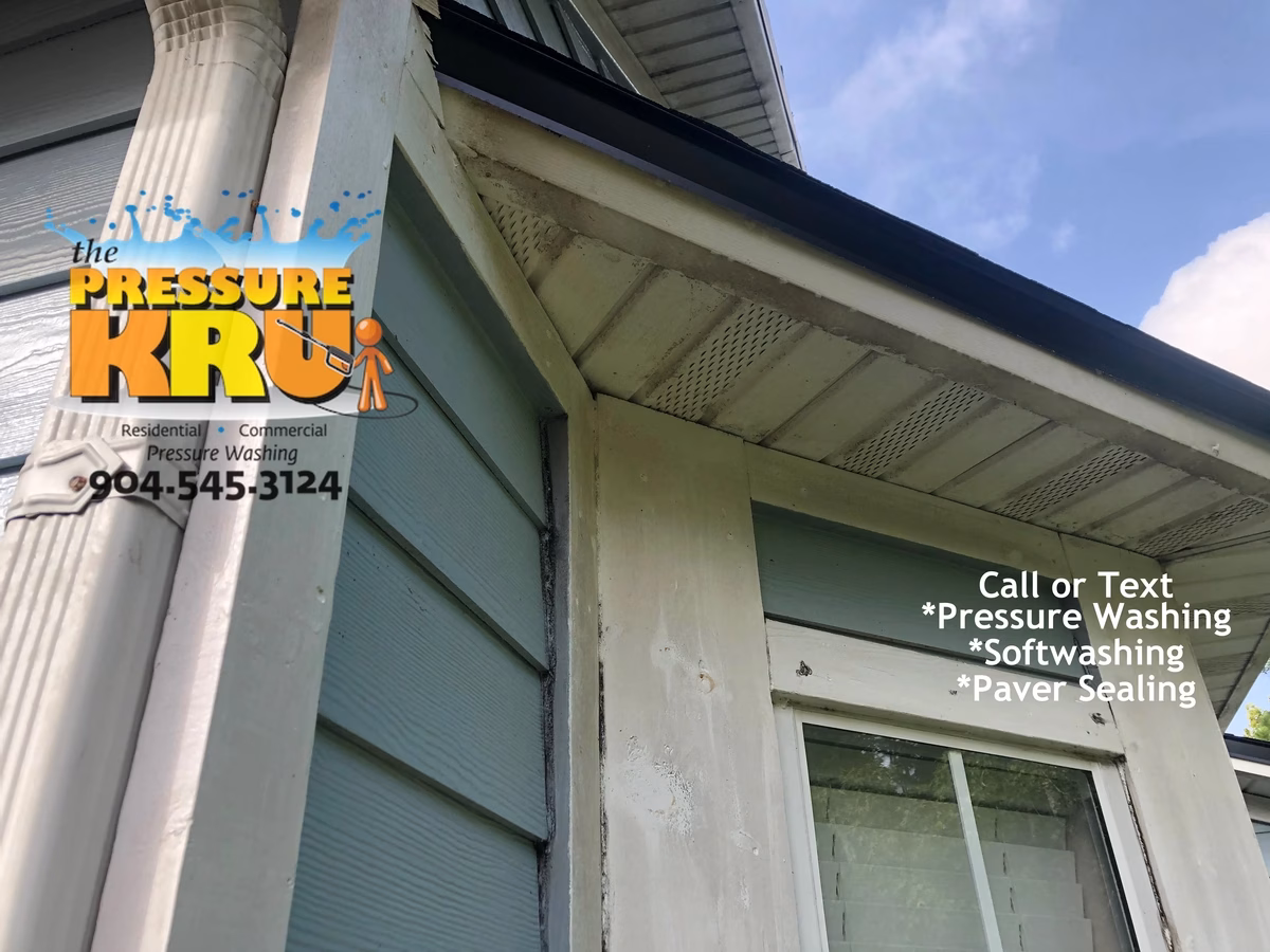 Professional House washing removes algae from siding in Nocatee Neighborhood.