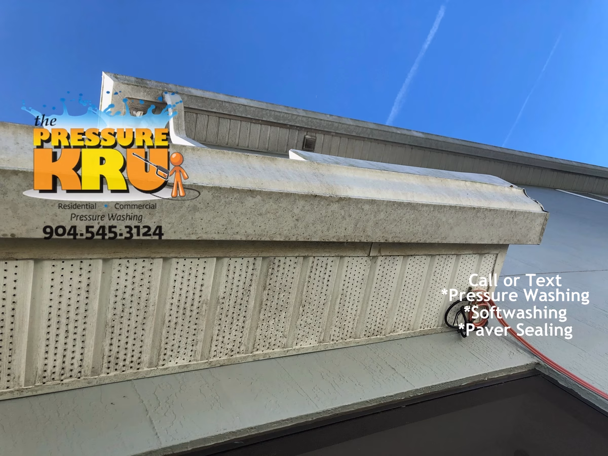 Before and after stucco house washing results in St Johns FL.