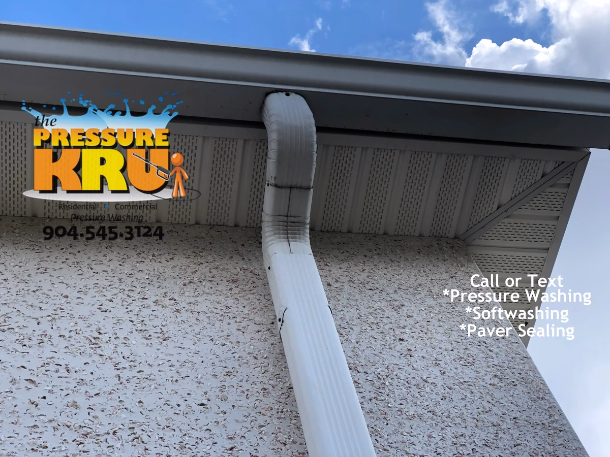 Coquina house washing a Deercreek country Club home. Image is after low-pressure soft washing.