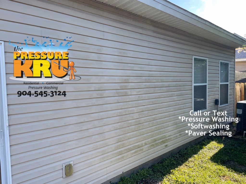 Exterior vinyl siding before house washing in World Golf Village