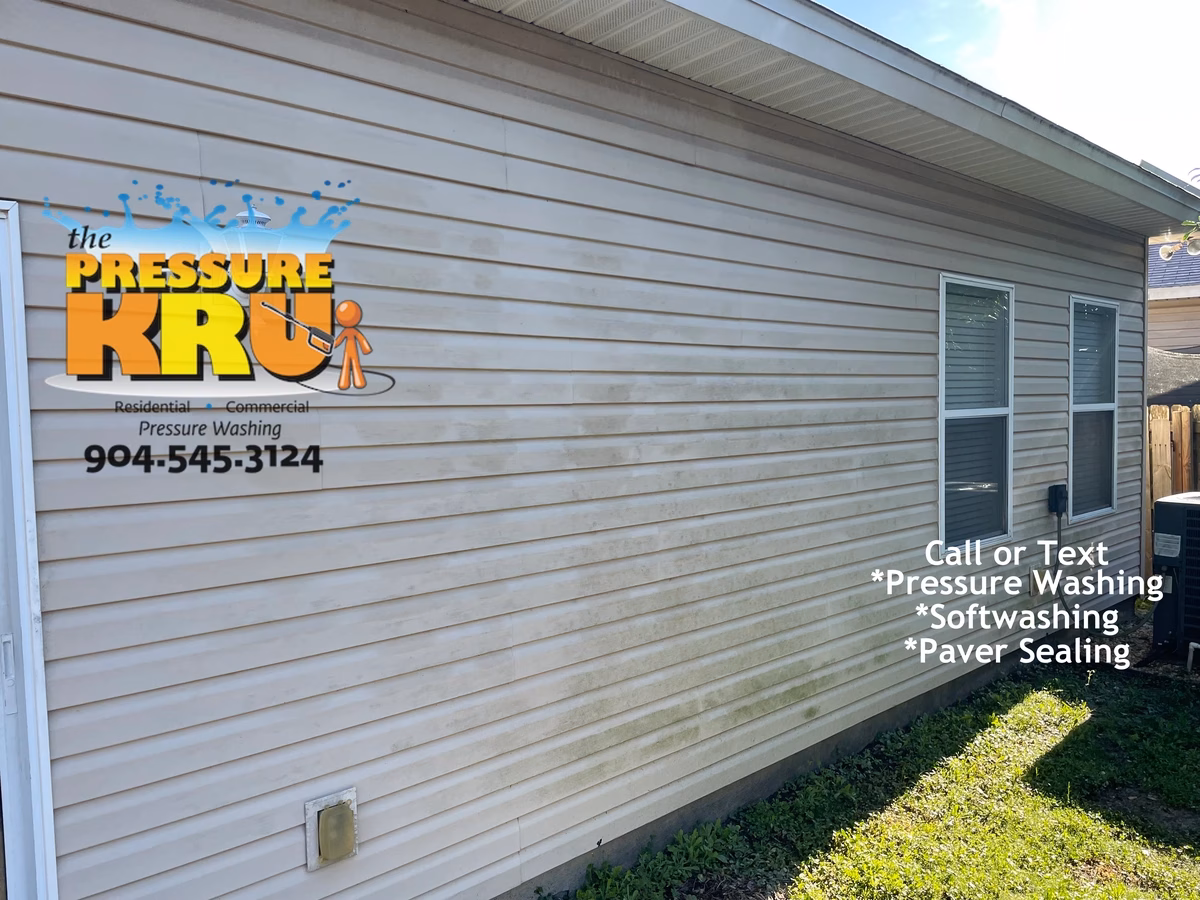 Exterior vinyl siding before house washing in World Golf Village