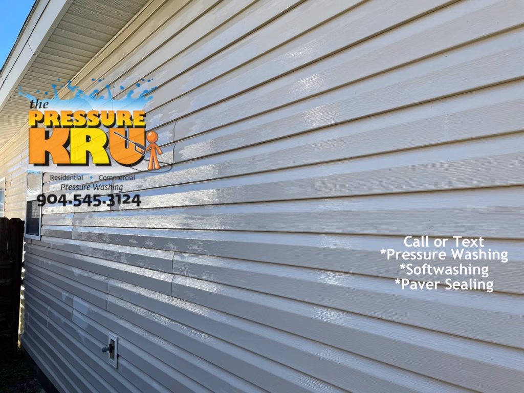 House washing after showing vinyl siding softwash in Julington Creek