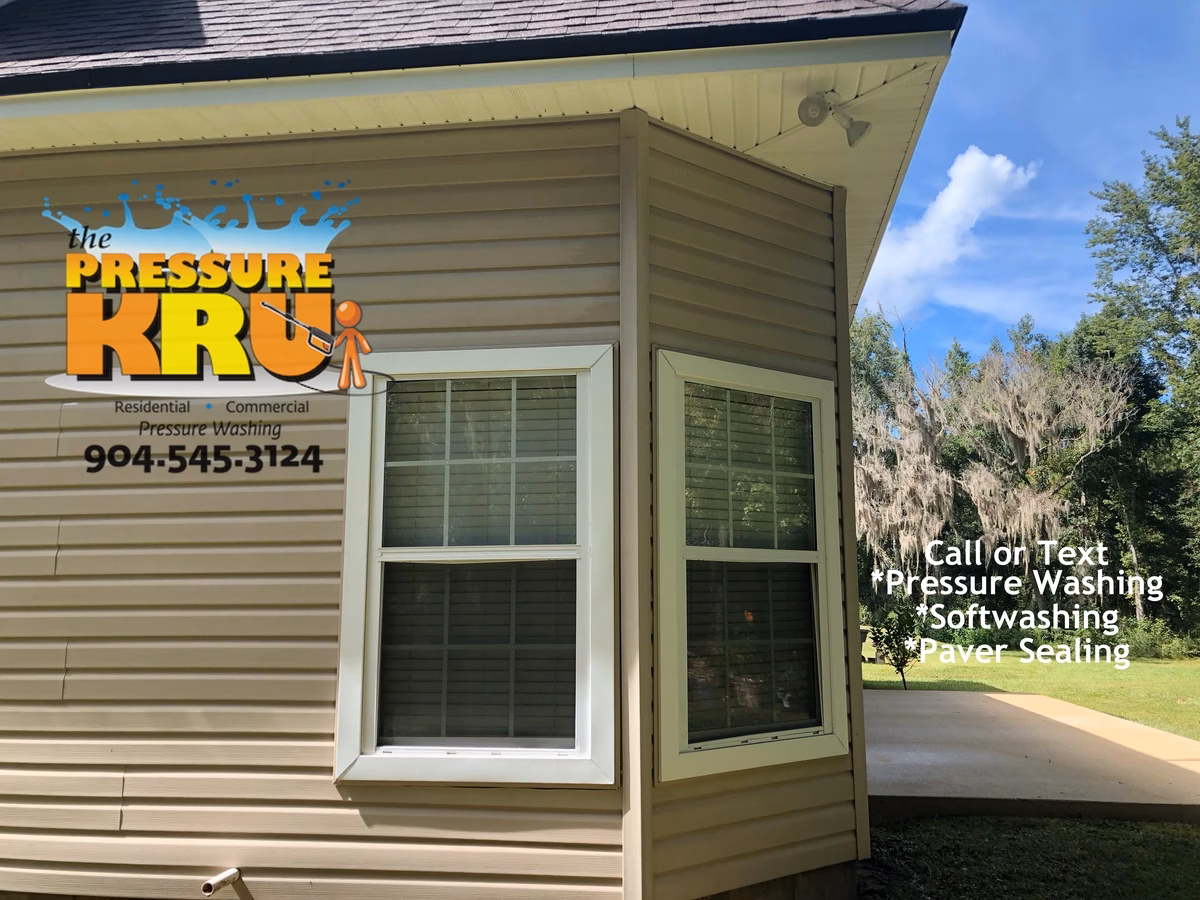Vinyl siding cleaning transformation after removing mold and mildew for a Southside area home.