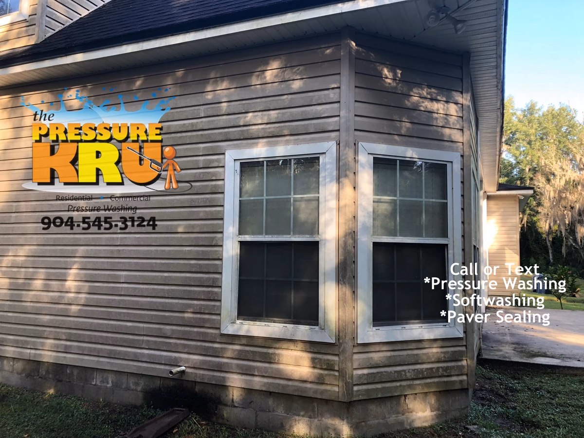 Vinyl siding cleaning transformation before removing mold and mildew for a Southside area home.
