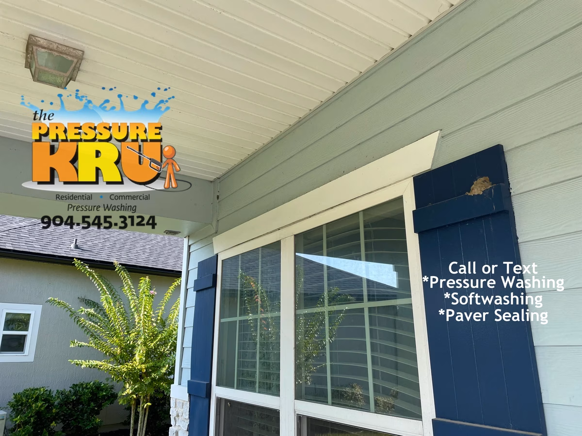 Safely removing dirt and mold from home exterior in Durbin neighborhood.