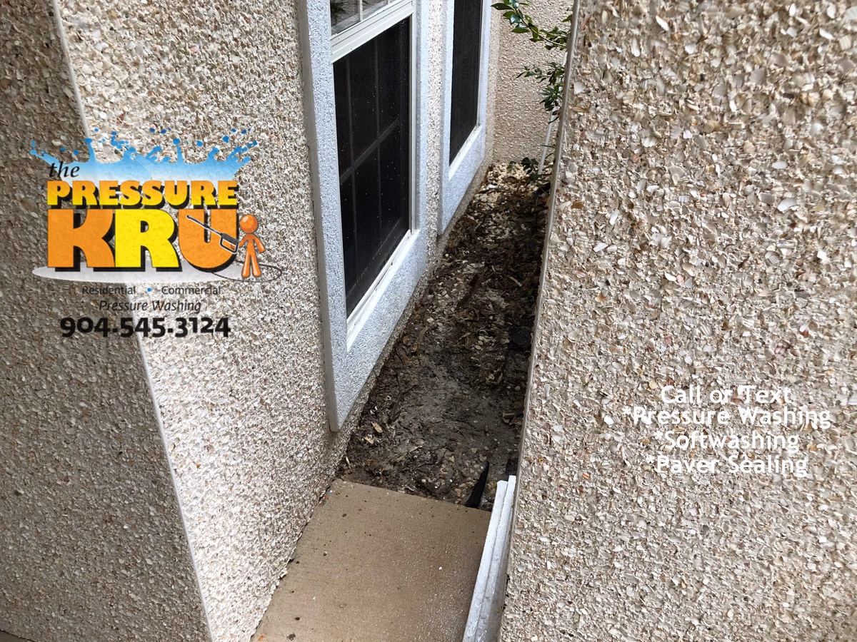 Professional coquina cleaning in Johns Creek protecting delicate exterior stone after picture.