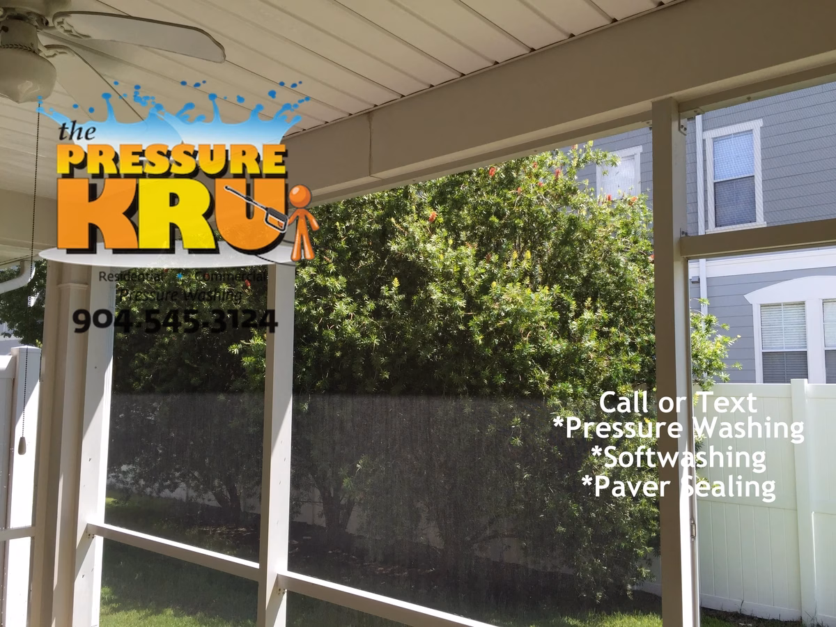 Rear patio exterior cleaning in Ironwood village neighborhood like new.