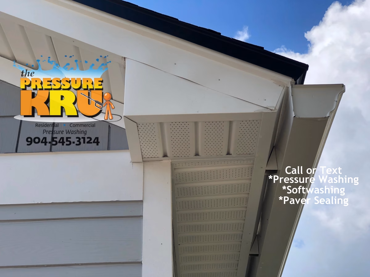 Professional pressure washing home in Del Webb neighborhood near intercostal.