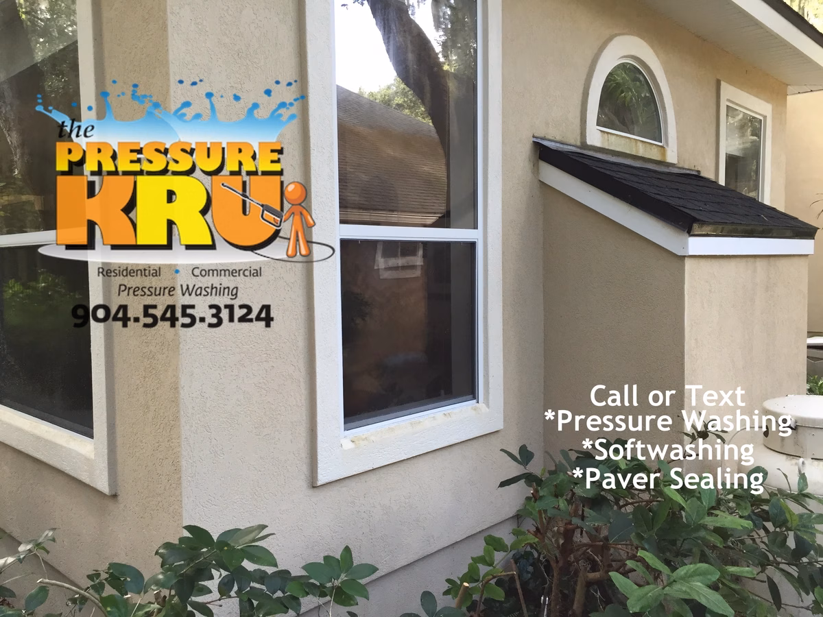 Stucco home exterior after house wash in Julington Creek.