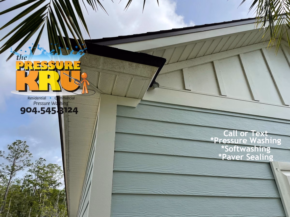 Before and after house washing exterior home in Julington Lakes, St. Johns, Florida.