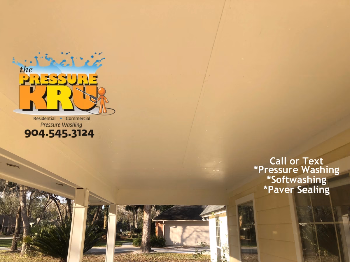 Before soft washing mold-covered Hardie board home in Orange Park Golf and Country Club.