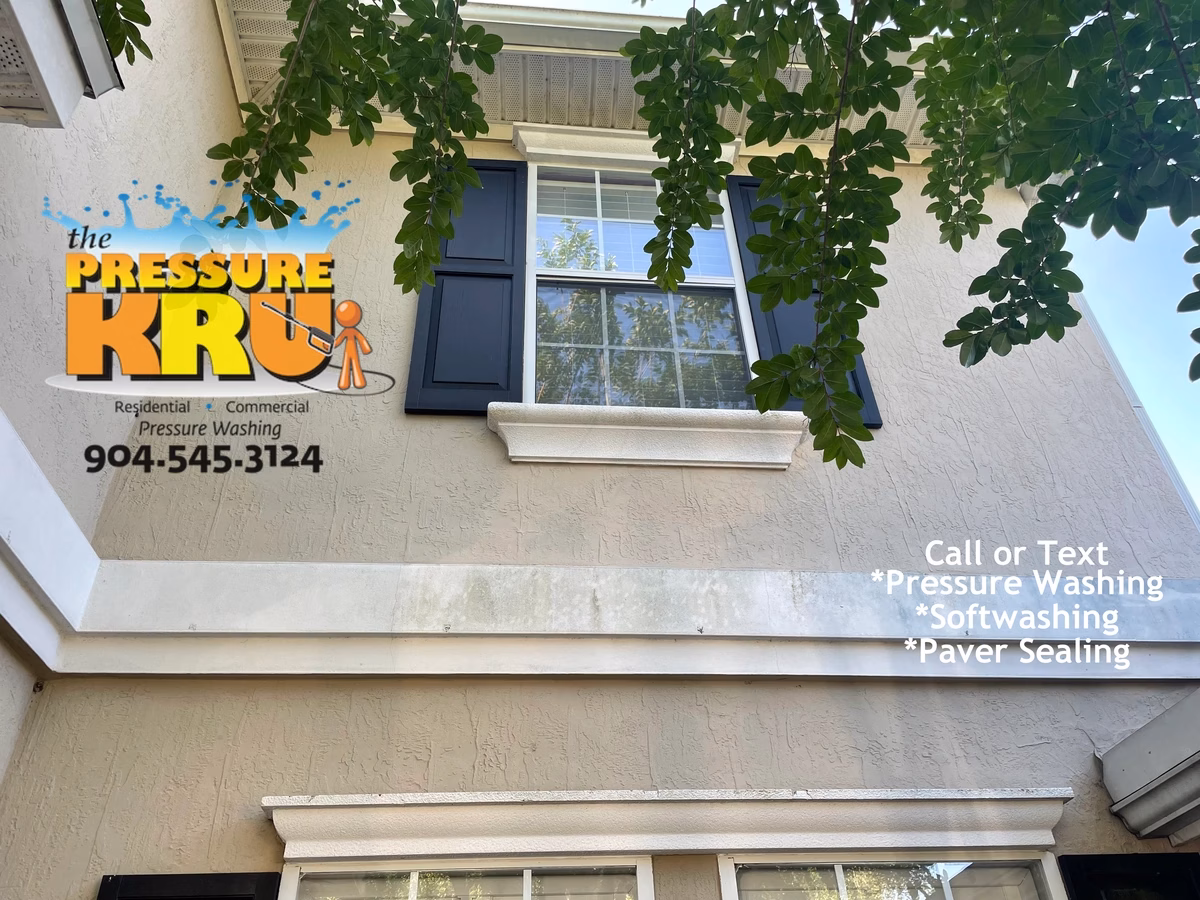 Professional exterior house washing for a stucco home in Jacksonville Florida before