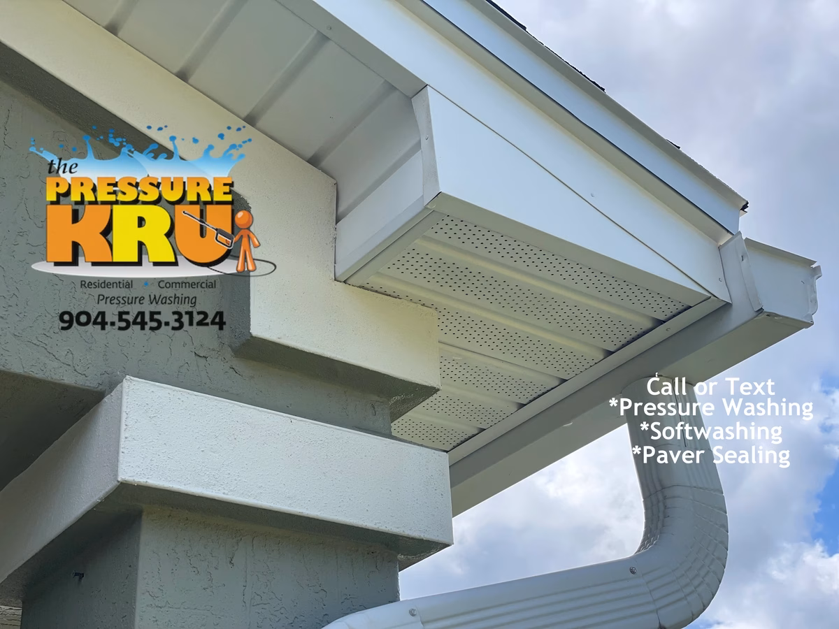 Mold and algae removal from a stucco homes exterior before cleaning in Plantation South