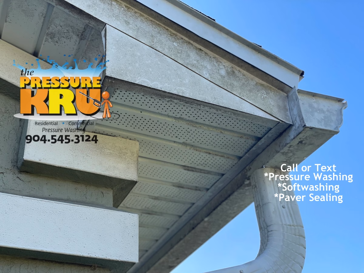 Mold and algae removal from a stucco homes exterior before cleaning in Plantation South