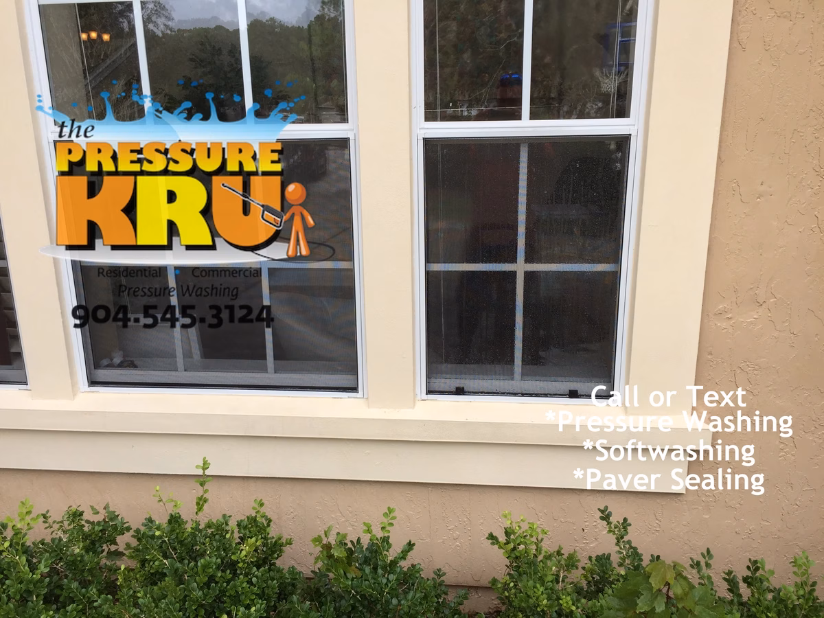 House washing contractor cleaning stucco siding in 20 mile after.