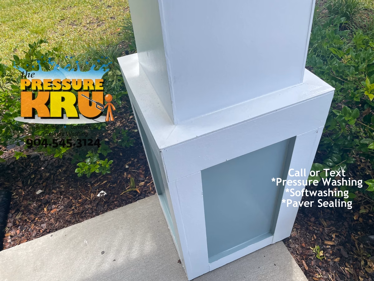 After softwashing home in Bartram Creek neighborhood removing dirt and mold.