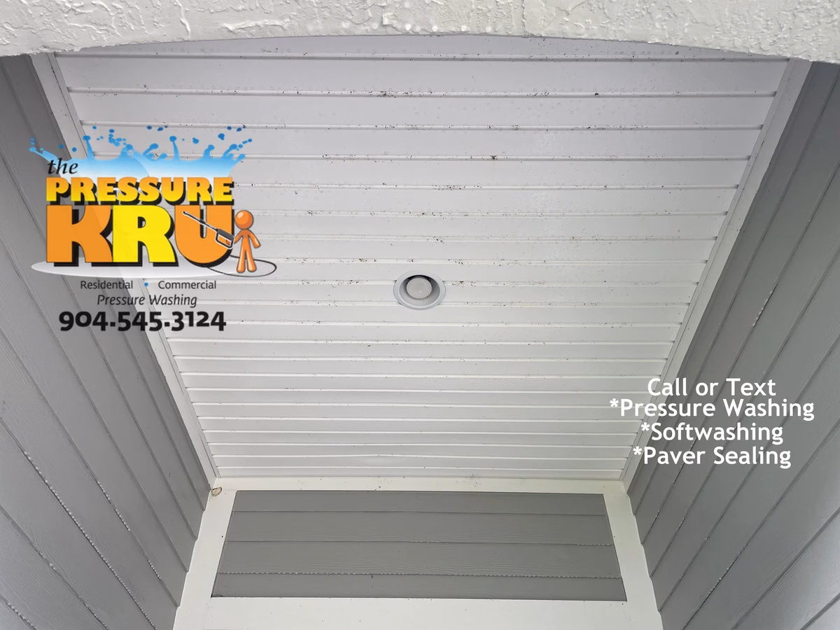 Before exterior cleaning a Hardie board home in Stillwater neighborhood St. Johns, FL.