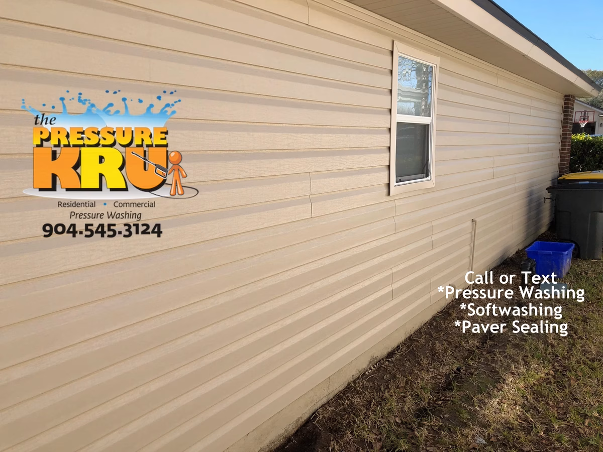 Exterior vinyl siding after house washing in Julington Creek neighborhood.