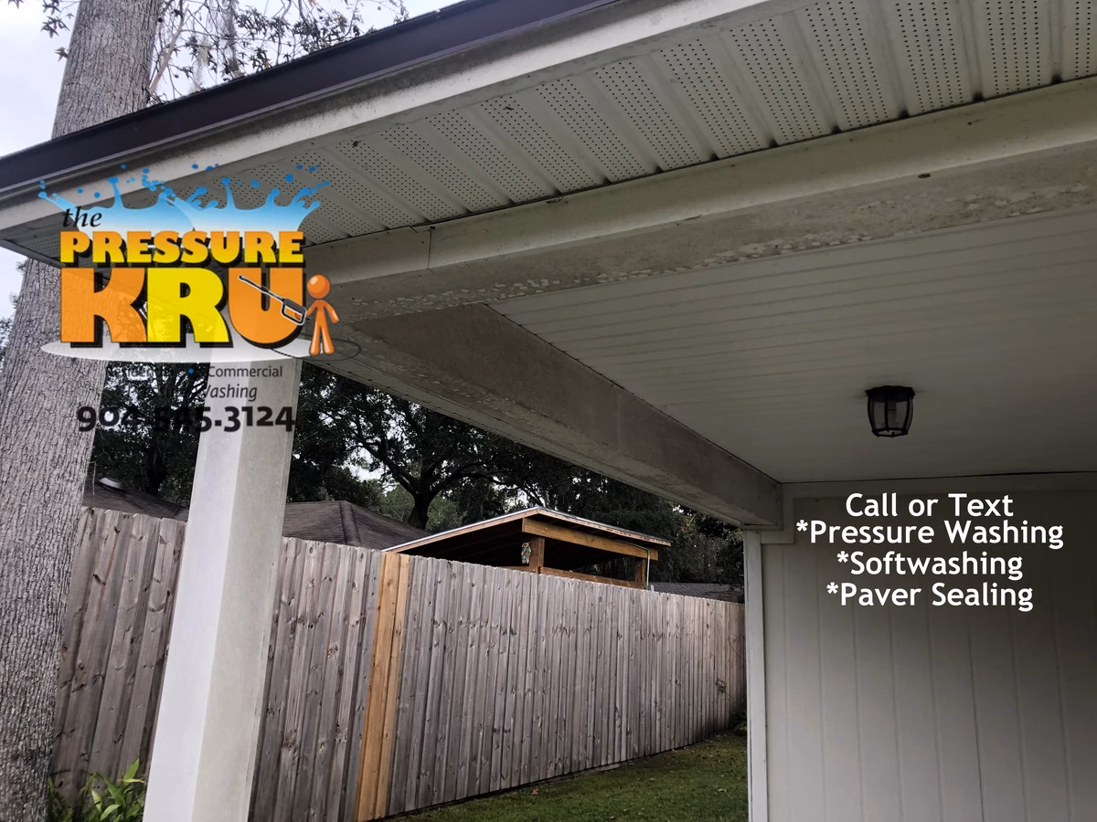 Before low pressure cleaning a cement board home with vinyl trim in Mandarin, Jacksonville, FL