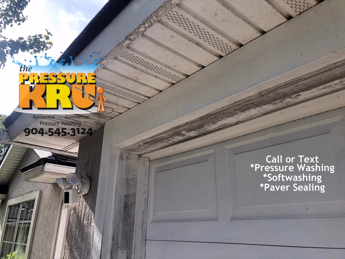 Clean Stucco exterior before professional house washing in Bartram Park.