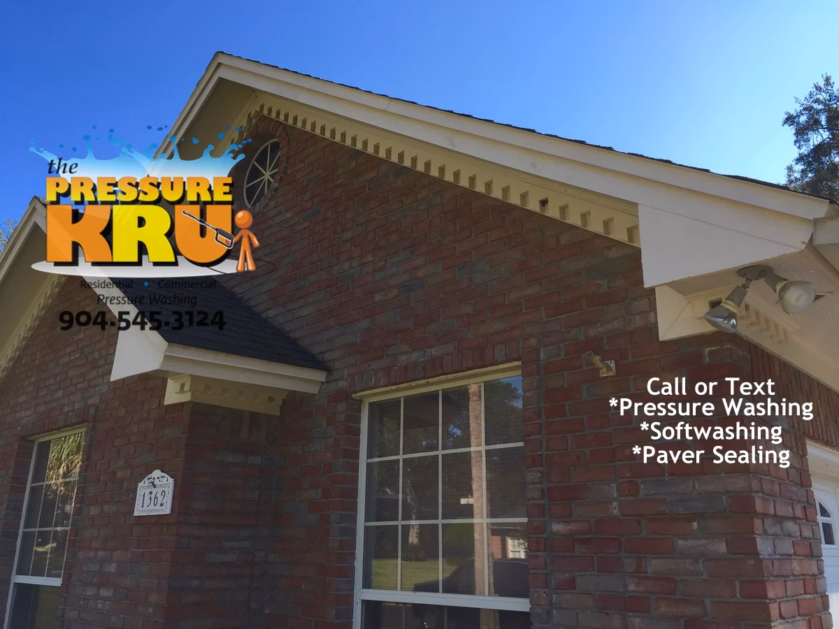 Brick house professional soft washing after expert services at home in Jacksonville FL