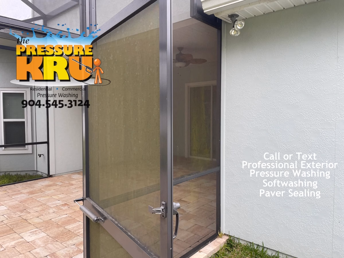 Screen enclosure before cleaning in St Johns, FL.