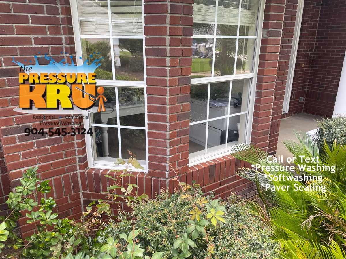 Before low-pressure exterior brick home cleaning in Jacksonville FL