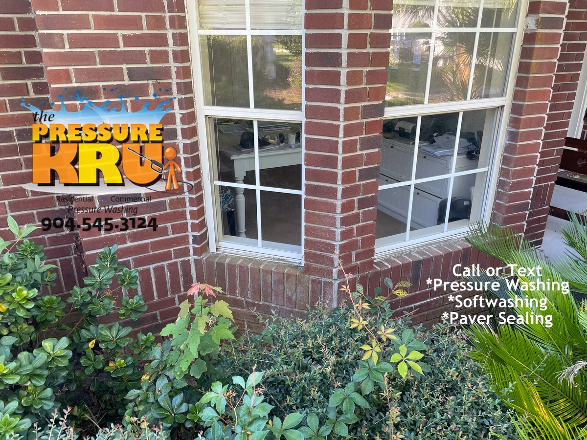 Before low-pressure exterior brick home cleaning in Jacksonville FL