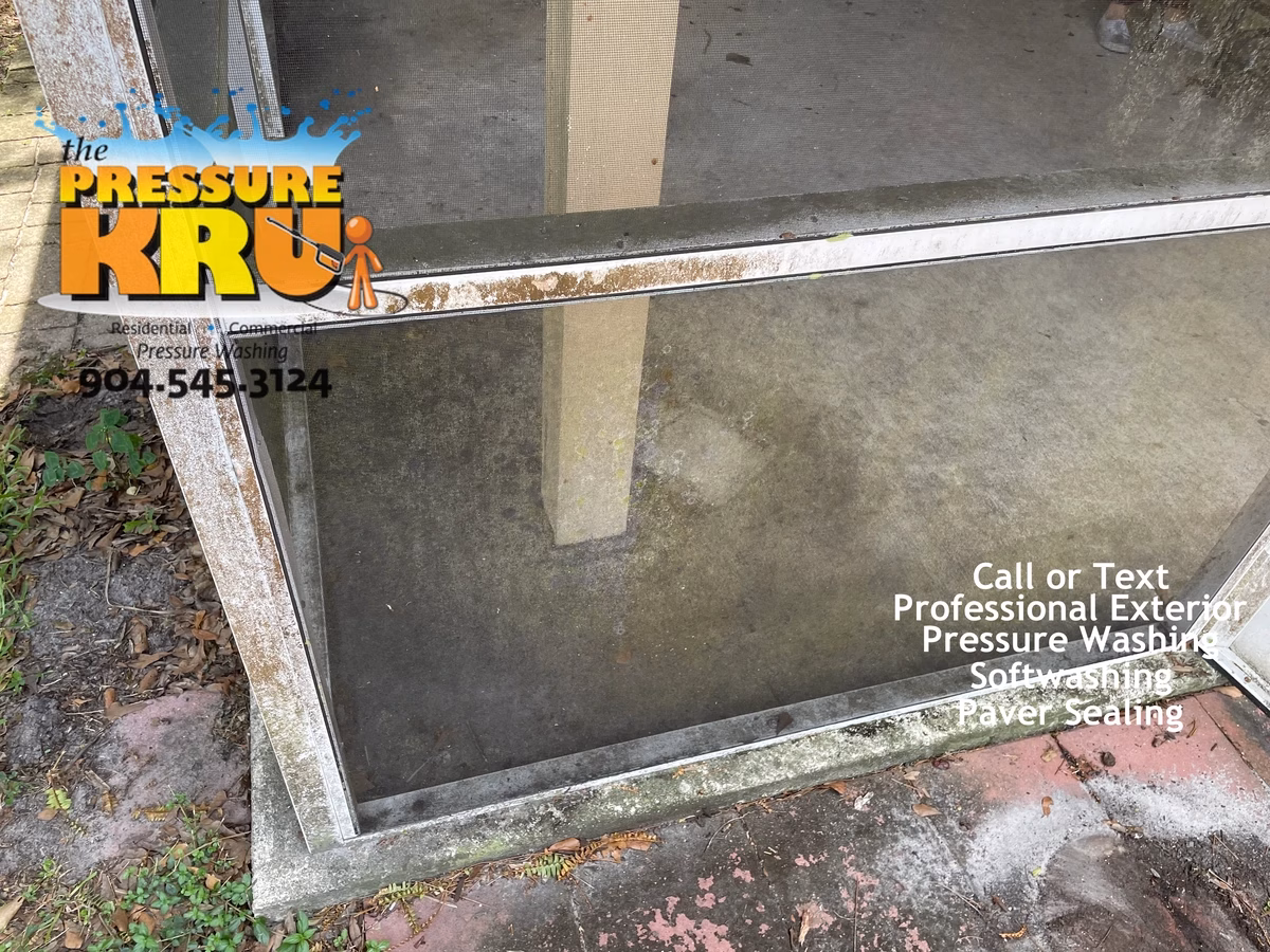 Screen Enclosure before professional cleaning in St. Johns, FL.