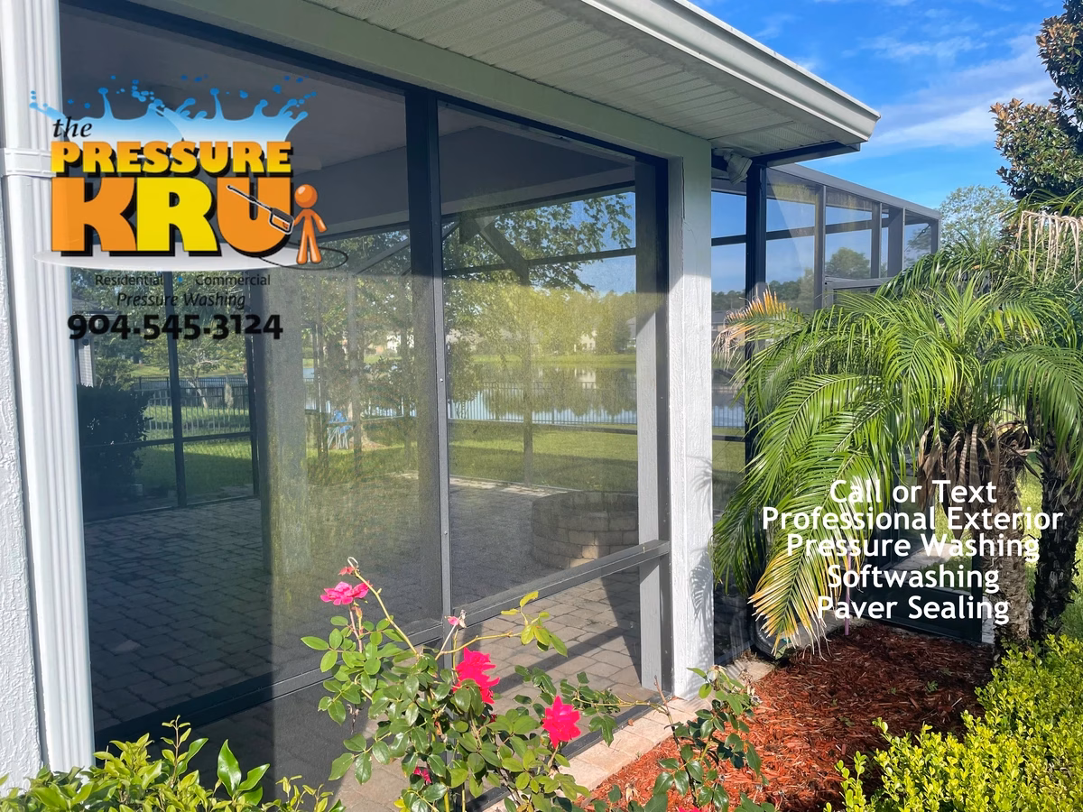 Pool Screen Enclosure before soft washing Saint Johns, FL.