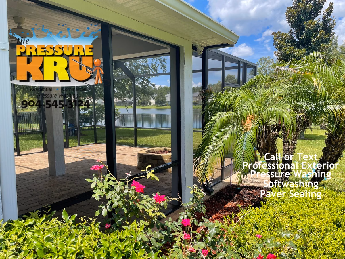 Pool Screen Enclosure after soft washing Saint Johns, FL.