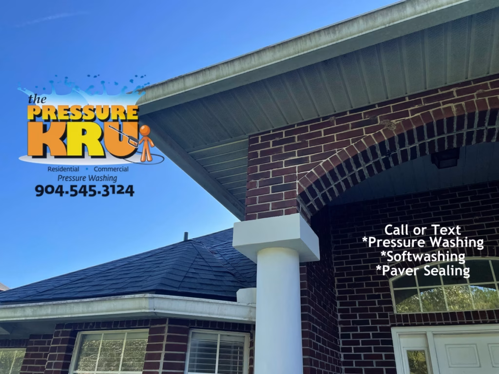 Brick home before being restored with expert exterior cleaning in Jacksonville FL