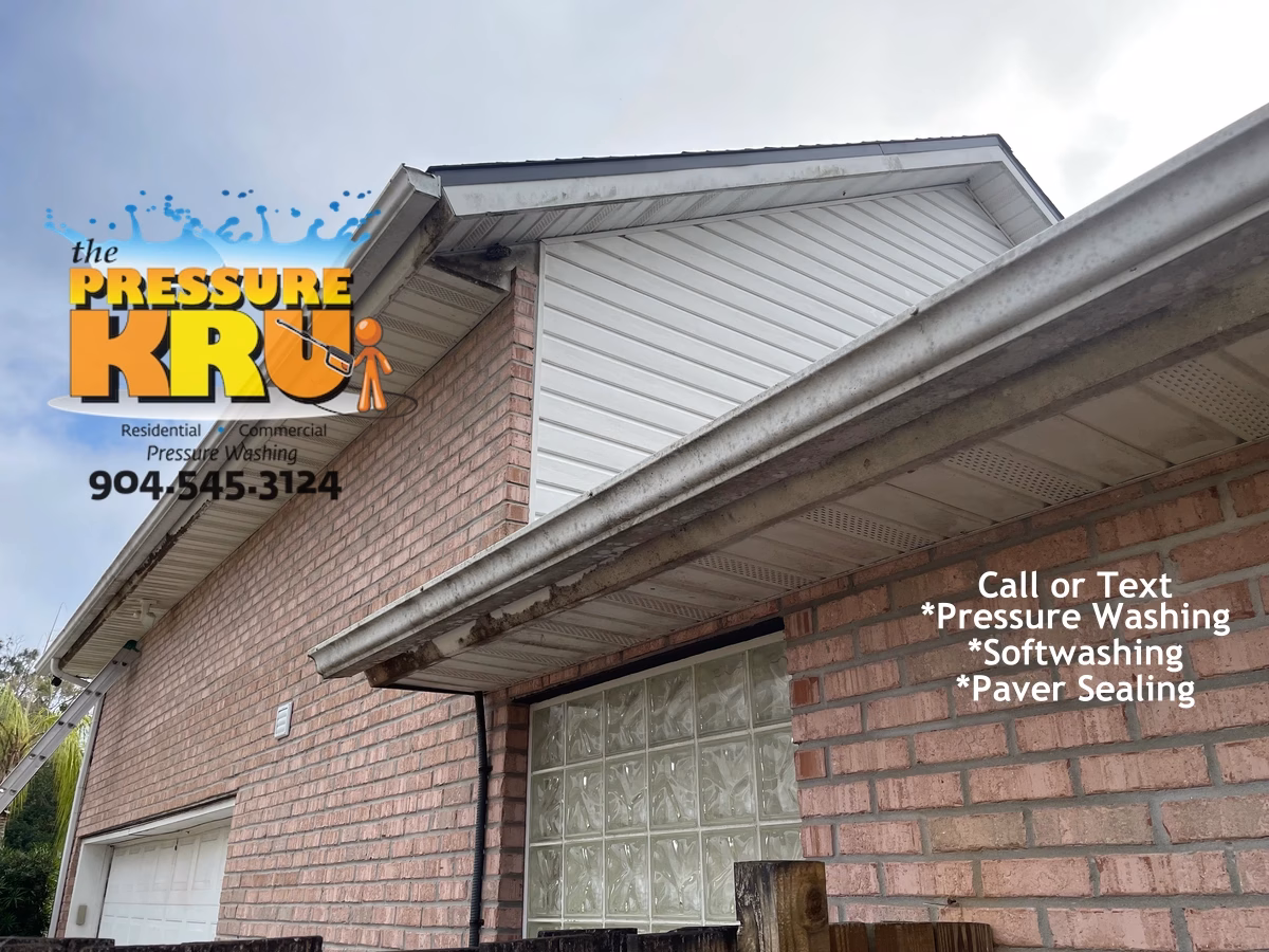 Brick Exterior Cleaning for a home in St Augustine FL showing mold and dirt before