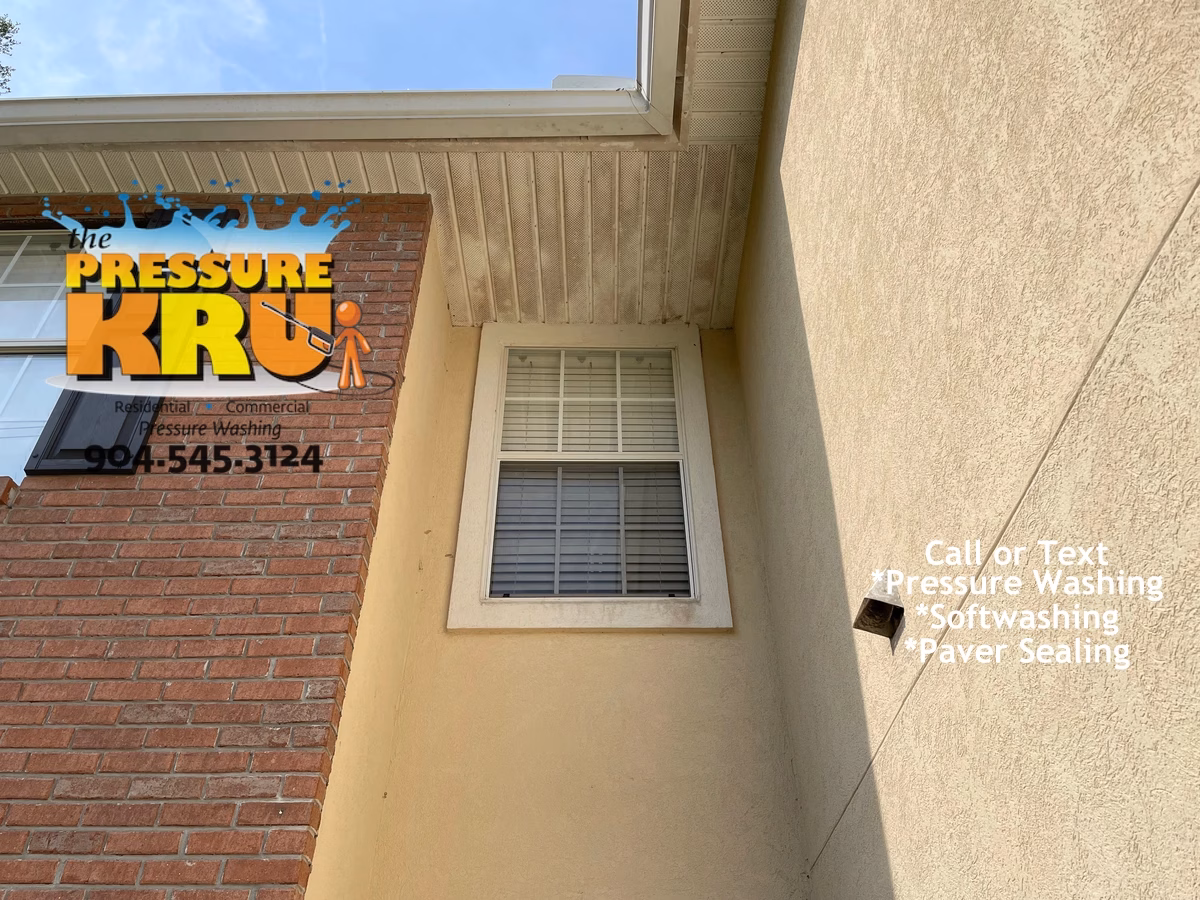 Brick house washing service before improving curb appeal in Sawmill Lakes