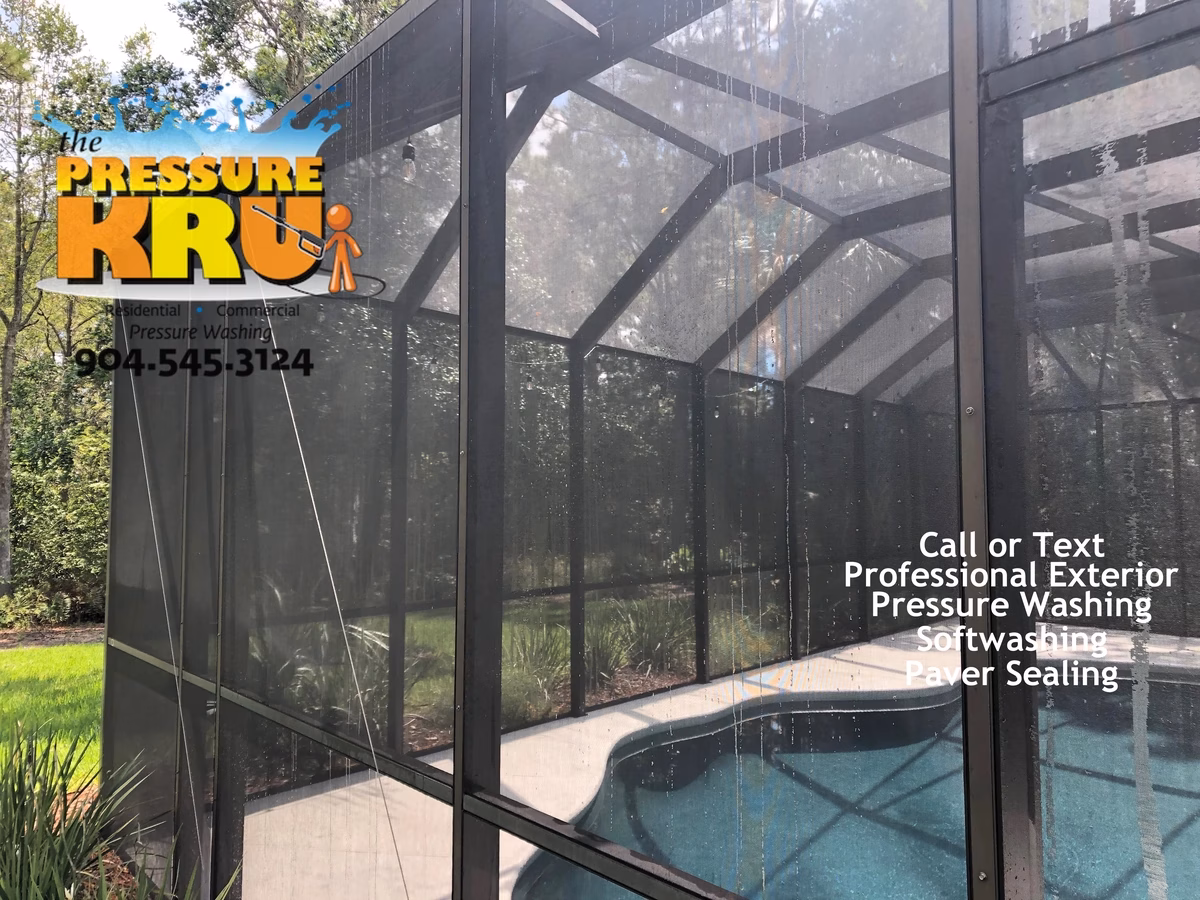 Screen enclosure after cleaning in Saint John's, FL.