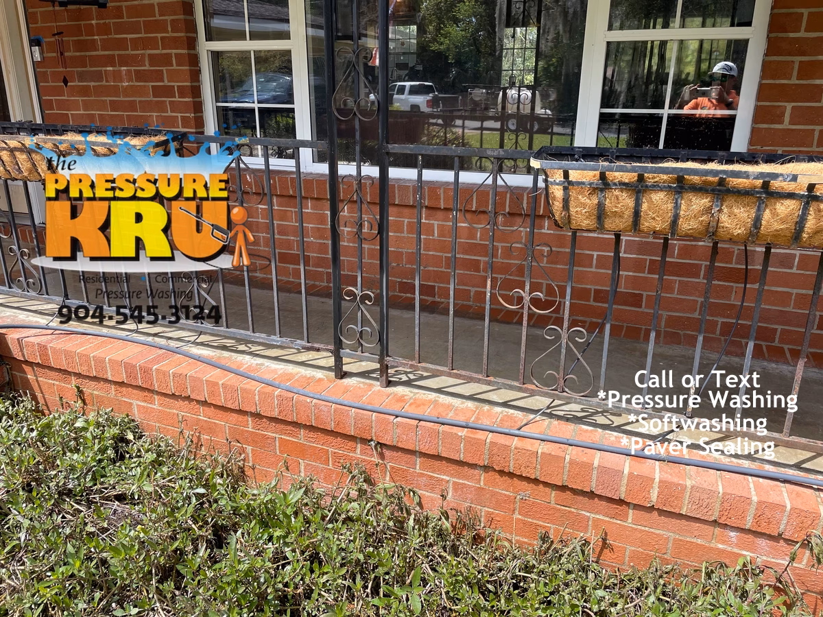 After brick exterior cleaning on a residential home in Murabella