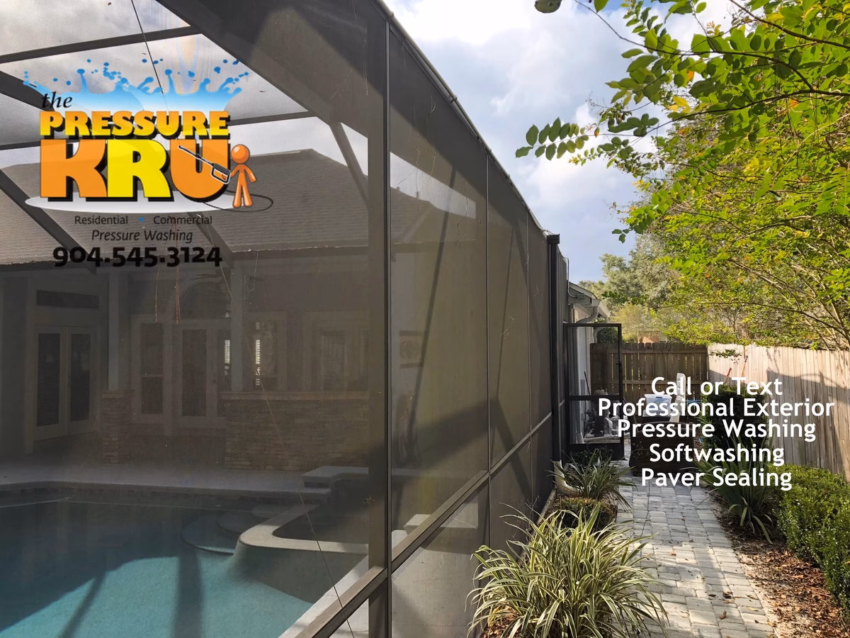 Pool Enclosure before soft washing in Ponte Vedra, FL.