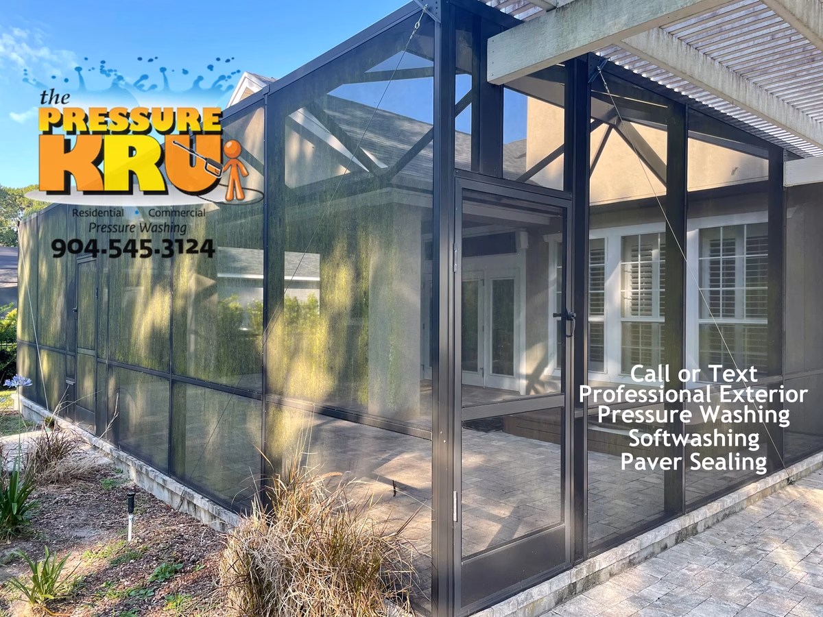Screen Enclosure before cleaning by The Pressure Kru in South Hampton.