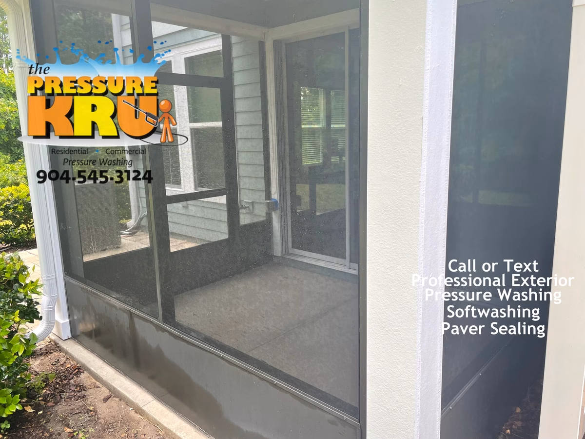After Soft Washing a pool Screen Enclosure in Durbin Crossing.
