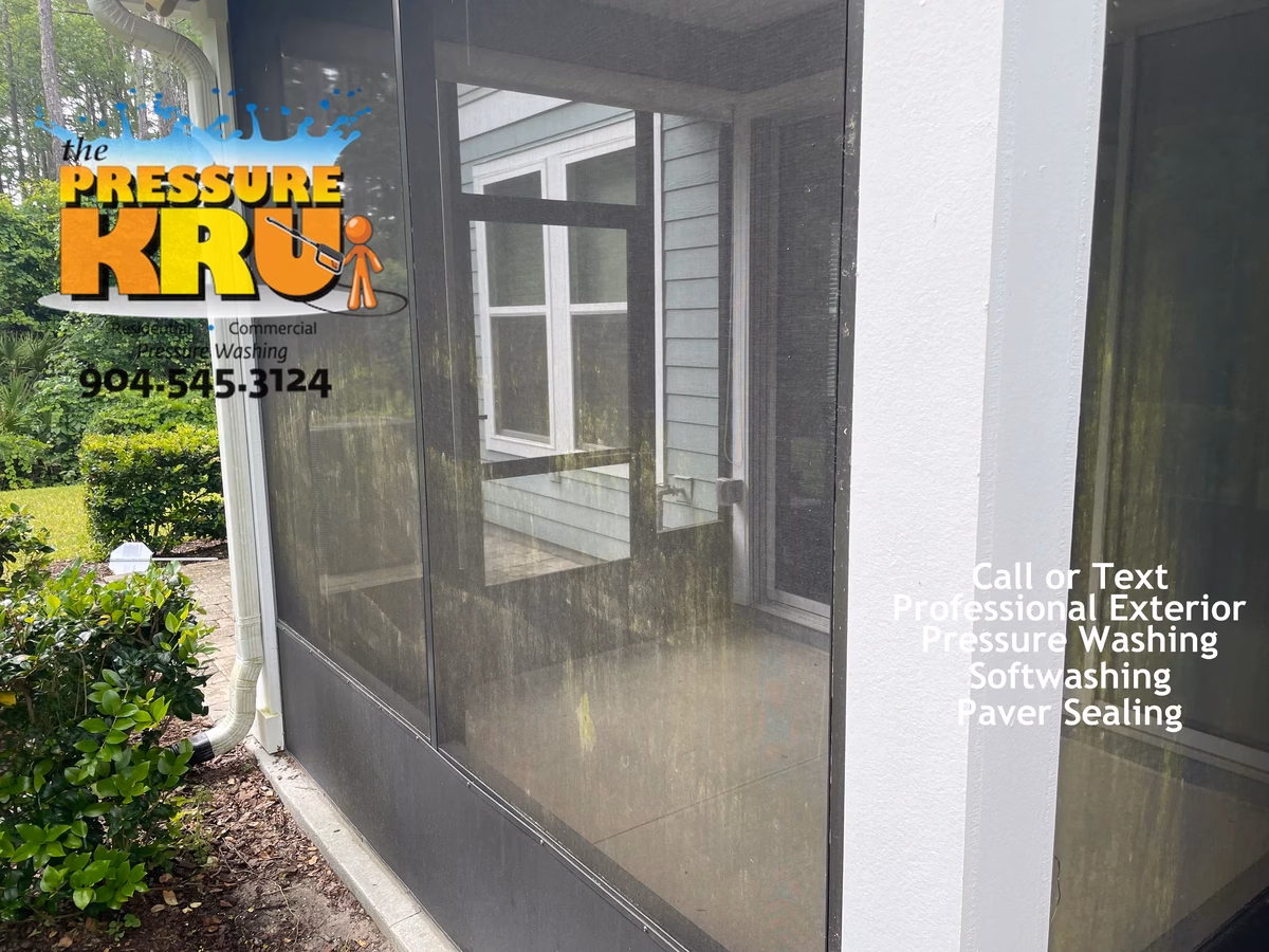 Before Soft Washing a pool Screen Enclosure in Durbin Crossing.
