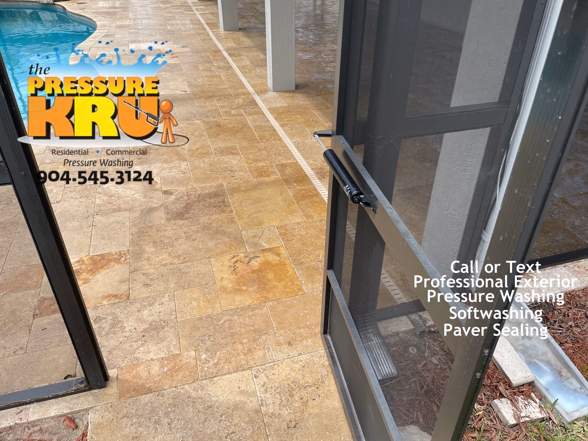 Pool Screen enclosure after professional soft washing in World Golf Village Area.