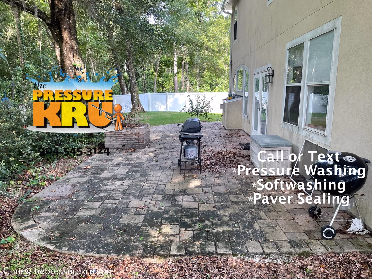 Paver patio pressure washing completed in St. Johns, FL before