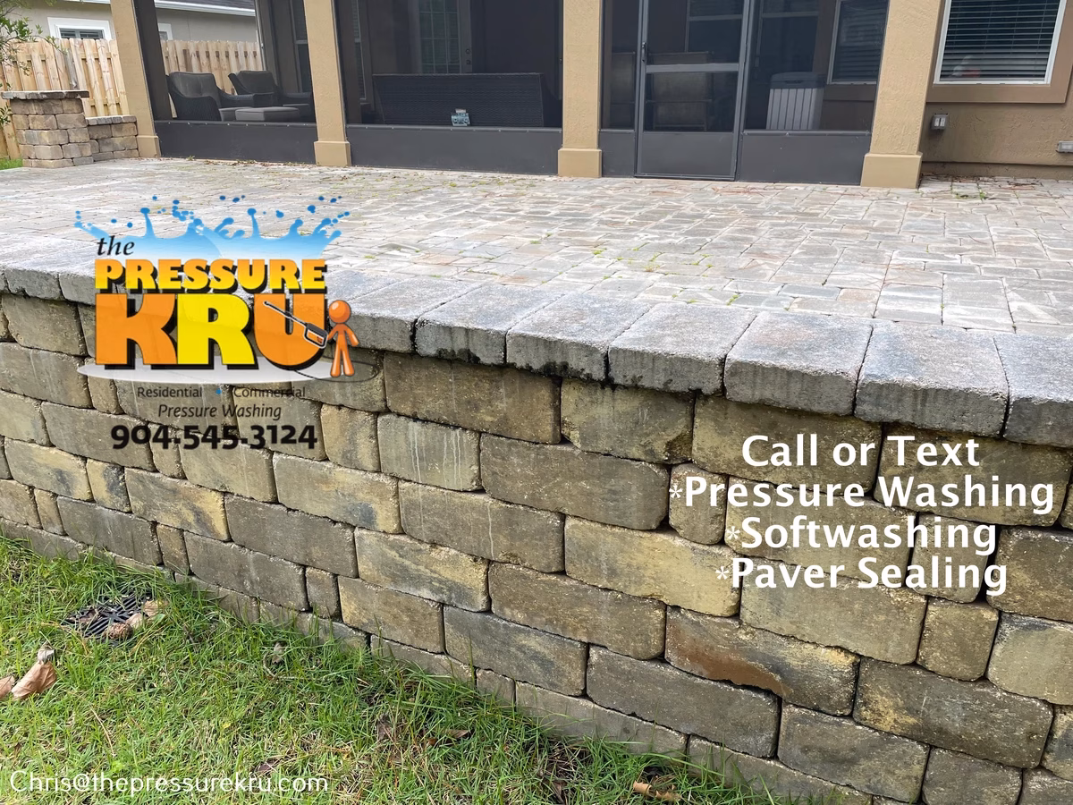 Backyard paver patio cleaning service in Ponte Vedra, FL before.